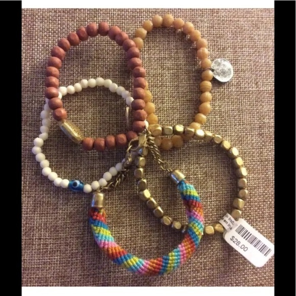 NWT $28 Stretch 5 Bracelet Set Arm Candy Boho